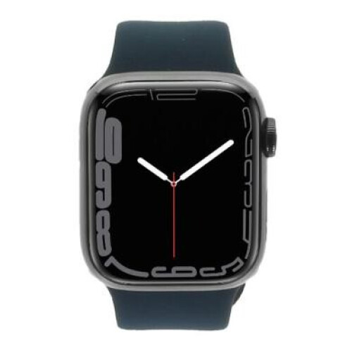 Apple Watch Series 7 GPS + Cellular 41mm Acier inoxydable graphite Bracelet Sport bleu abyssal - comme neuf