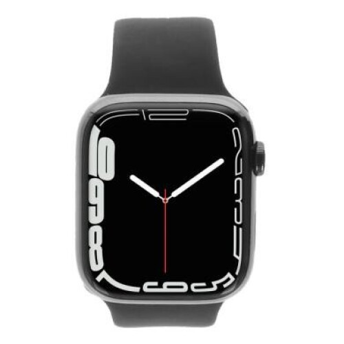 Apple Watch Series 7 GPS + Cellular 45mm Acier inoxydable graphite Bracelet Sport bleu de minuit - comme neuf
