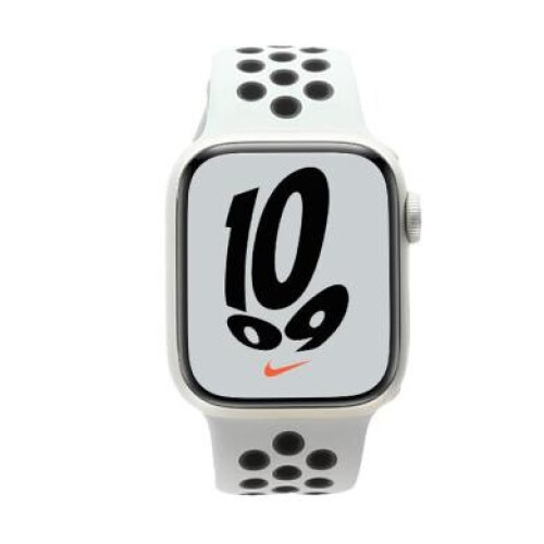 Apple Watch Series 7 Nike GPS + Celluar 45mm Aluminium lumière stellaire Bracelet Sport platinum/noir - comme neuf