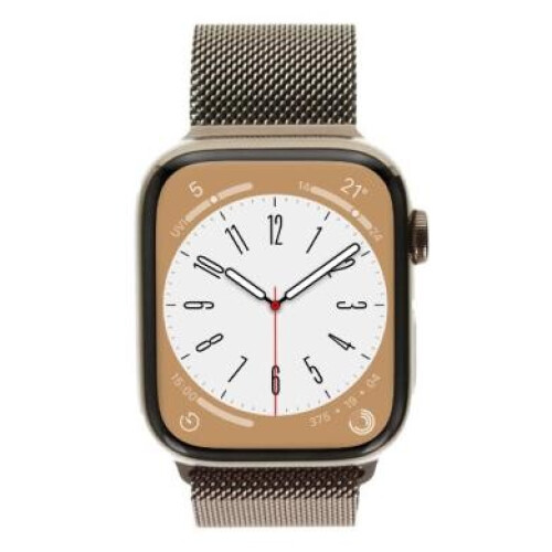 Apple Watch Series 8 GPS + Cellular 45mm Acier inoxydable or Bracelet Milanais or - bon état