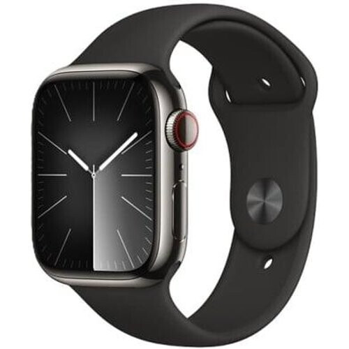Apple Watch Series 9 (2023) GPS + Cellular 41 mm - Acier inoxydable Graphite - Bracelet sport Noir