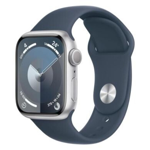 Apple Watch Series 9 GPS 41mm Aluminium argent Bracelet Sport bleu orage S/M - très bon état