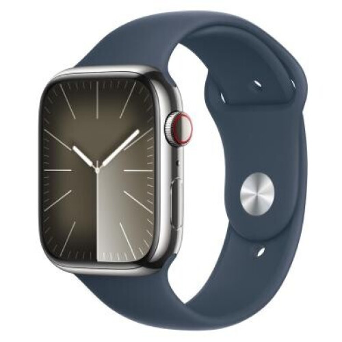Apple Watch Series 9 GPS + Cellular 41mm Acier inoxydable argent Bracelet Sport bleu orage S/M - neuf