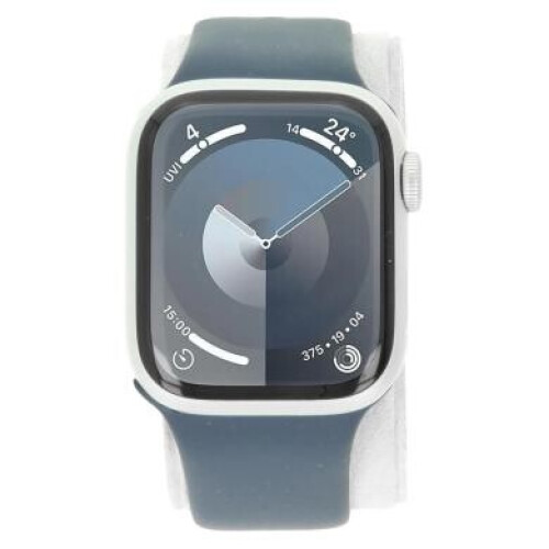 Apple Watch Series 9 GPS + Cellular 41mm Aluminium argent Bracelet Sport bleu orage M/L - très bon état