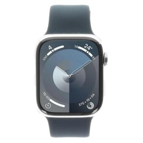 Apple Watch Series 9 GPS + Cellular 45mm Acier inoxydable argent Bracelet Sport bleu orage M/L - comme neuf