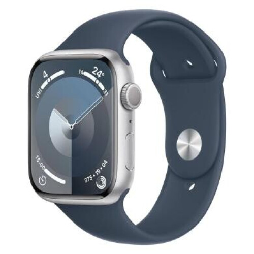 Apple Watch Series 9 GPS + Cellular 45mm Aluminium argent Bracelet Sport bleu orage S/M - très bon état