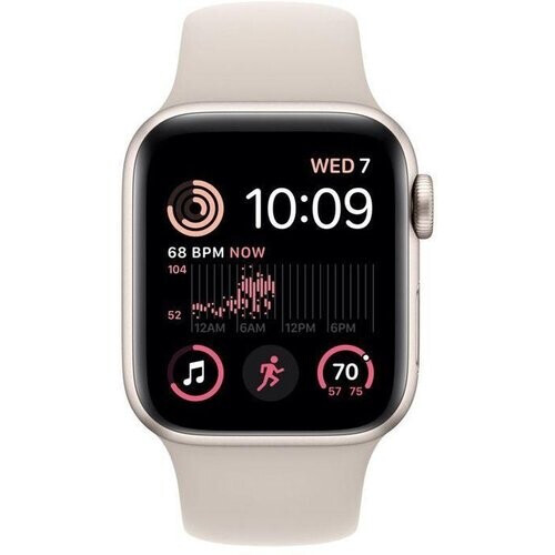Apple Watch Series SE 1 (2020) GPS + Cellular 44 mm - Aluminium Or - Bracelet sport Blanc