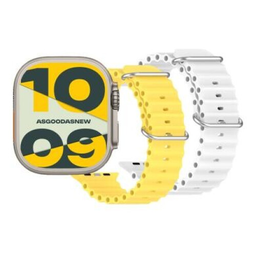 Apple Watch Ultra GPS + Cellular 49mm Titane – Édition limitée avec 2 bracelets Ocean blanc et jaune - comme neuf